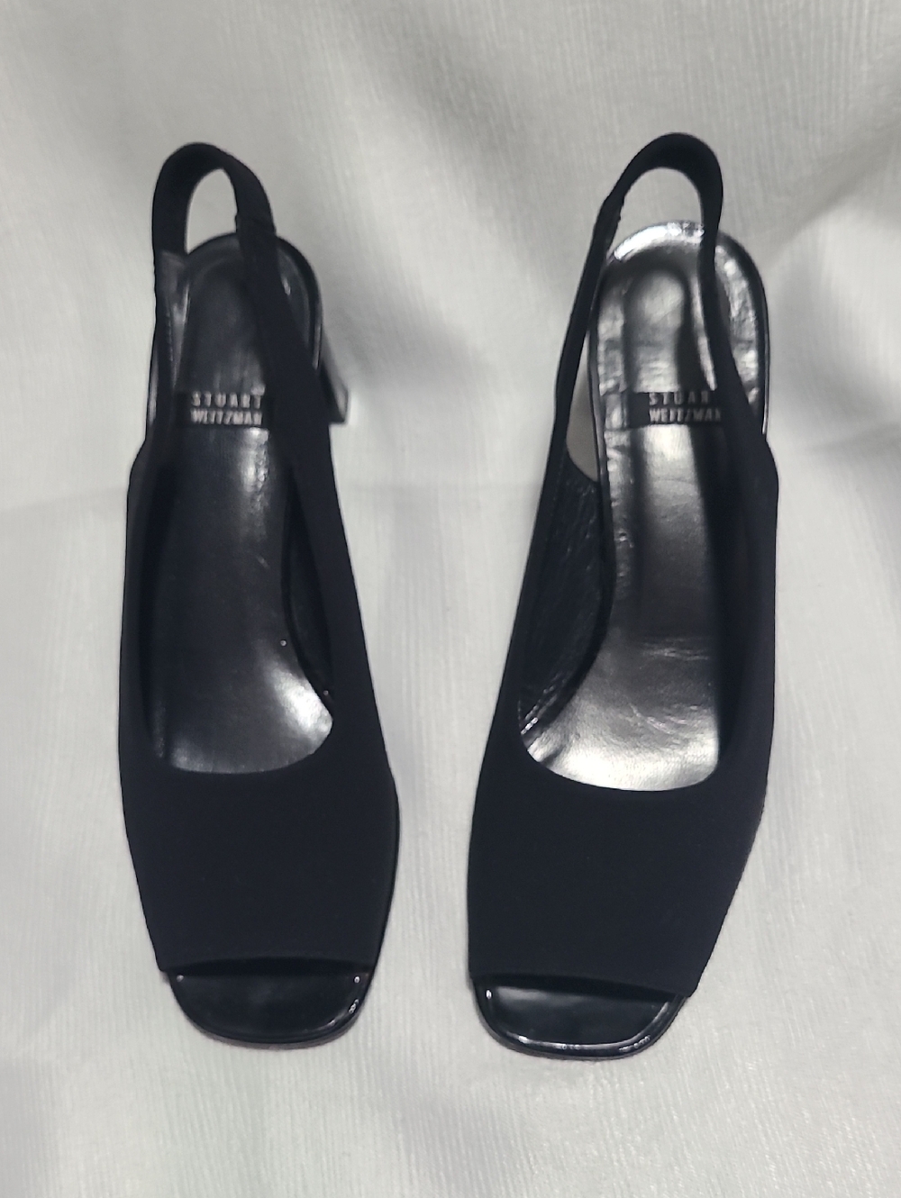 Vintage Stuart Weitzman Black Open-Toe Slingback Heels Size 5